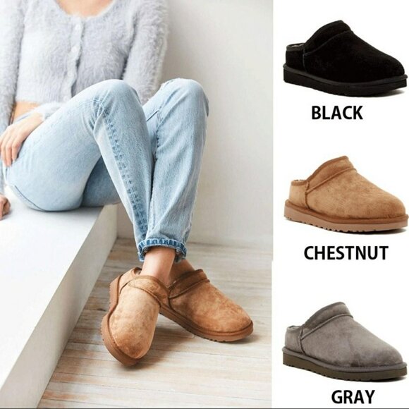 UGG Grey Classic Slippers Loafers Cozy Slip-Ons - Picture 3 of 7